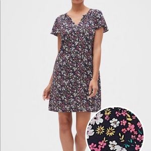 Gap Short Sleeve Shift Dress Navy Floral S